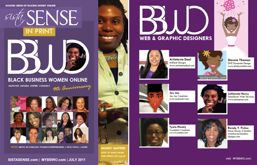Artiatesia featured in Sista Sense in Print July 2011 Mag