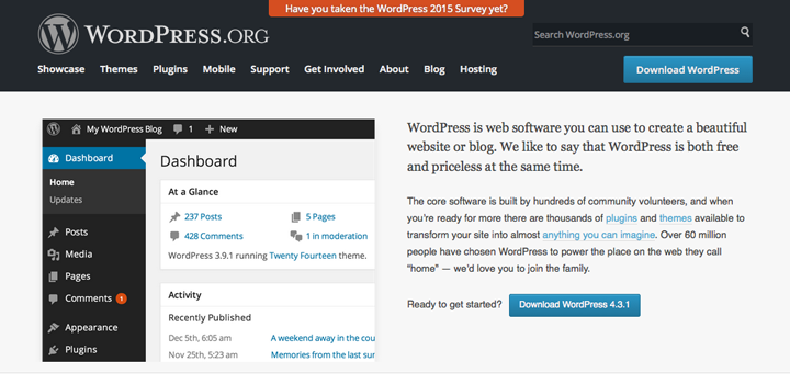 Screen grab of WordPress.org