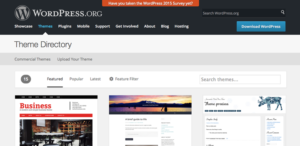 Screen grab of the WordPress Theme Directory for Free Themes