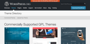 Screen grab of the WordPress Theme Directory for Paid Themes
