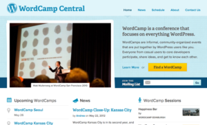 screen shot of WordCamp Central website