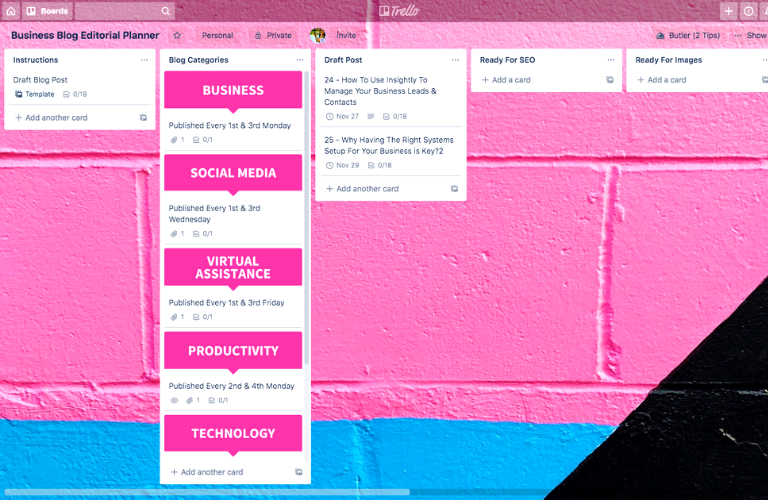 Blog Editorial Planner in Trello