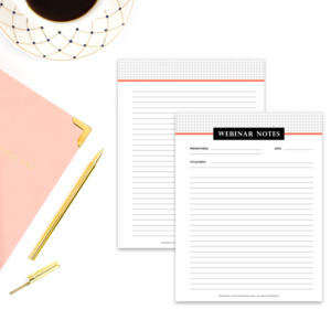 Webinar Notes Printable Inserts for Business Site Notebook | on sale @ ArtiatesiaDeal.com