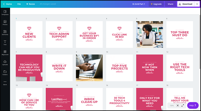 Example of Instagram Posts created with the Canva app