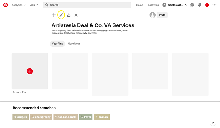 Step 5: editing your board description