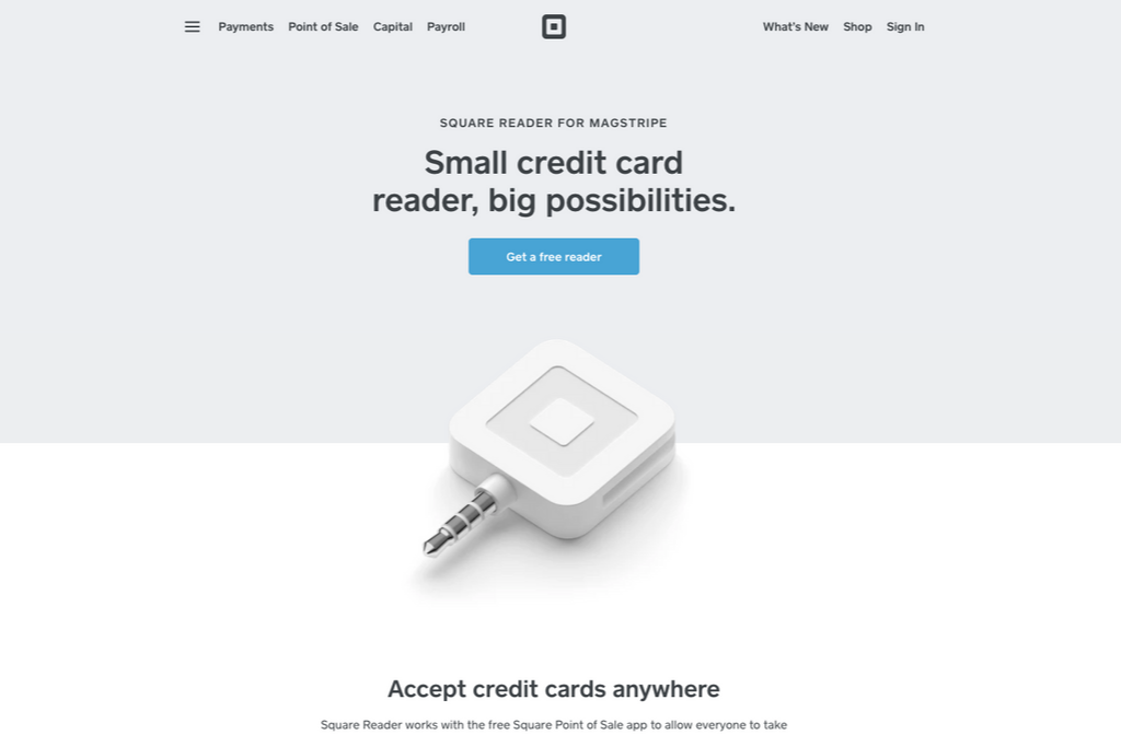 screen grab showing the Square card reader that can turn your smartphone in a cash register