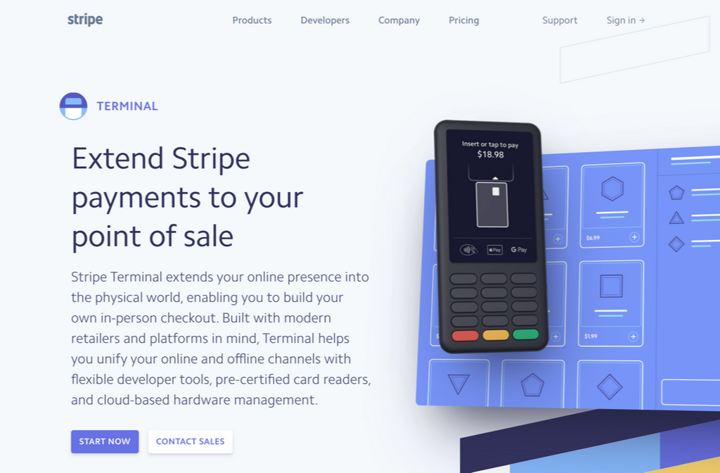 screen grab showing the Stripe Terminal card reader