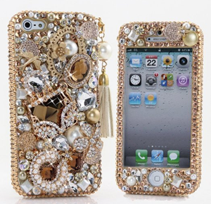 Product photo from Amazon.com featuring a custom bling case for an Apple iPhone 5C