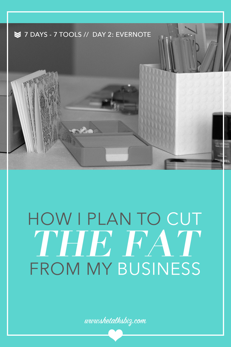 On this second day of seven, I'm sharing my tool of choice for organizing. I have a bad habit of taking notes on any and everything. Learn how I plan on kick this bad habit to the curb with the help of Evernote. // http://www.shetalksbiz.com