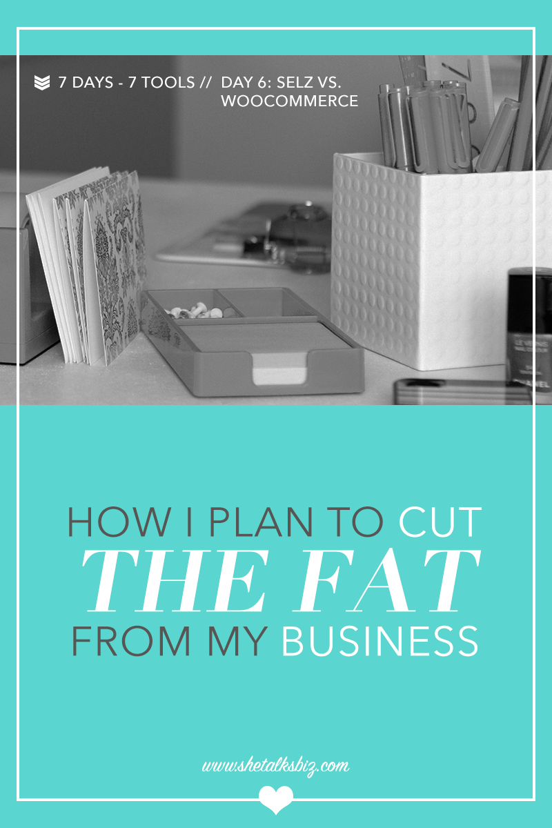 How I Plan to Cut The Fat From My Business (7 Days - 7 Tools // Day 6: Selz vs. WooCommerce) | http://www.shetalksbiz.com