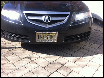 Custom Car License Plate as Business Marketing - done by Tracy Cooper of The Resume Workshop | Shetalksbiz.com