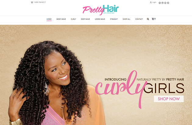 Screenshot of the PrettyHair website | Shetalksbiz.com