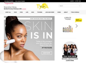Screenshot of the Tyra Beauty website | Shetalksbiz.com